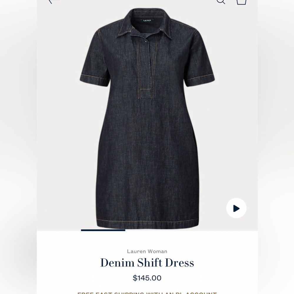 RALPH LAUREN Denim Shirtdress SZ XL (Fits 12-16) Orig $145